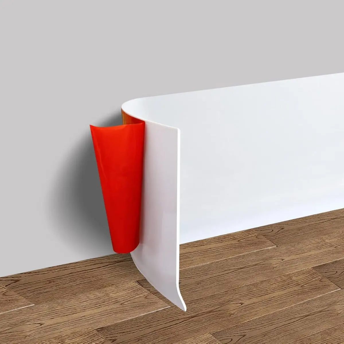 Zócalo Autoadhesivo Flexible. 4" 10Cm De Ancho. Protector Decorativo Para Pared Y Piso. Color Blanco. (Se Vende Por Metro Lineal) 1