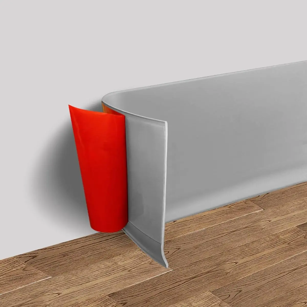 Zócalo Autoadhesivo Flexible. 4" 10Cm De Ancho. Protector Decorativo Para Pared Y Piso. Color Gris.(Se Vende Por Metro Lineal) 1