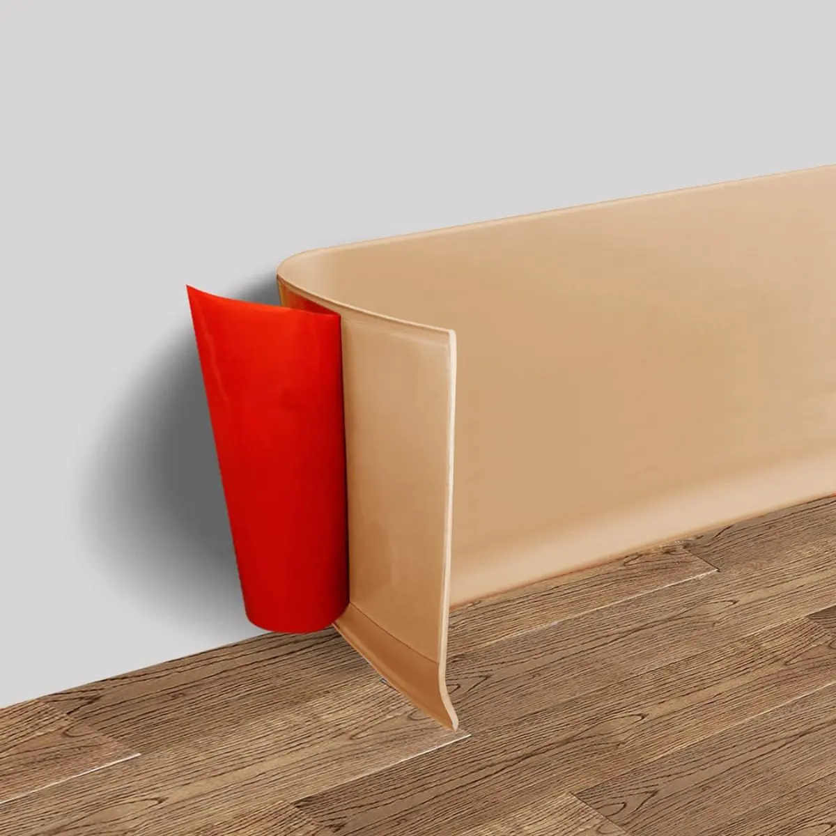 Zócalo Autoadhesivo Flexible. 4" 10Cm De Ancho. Protector Decorativo Para Pared Y Piso. Color Chocolate Claro.(Se Vende Por Metro Lineal) 1