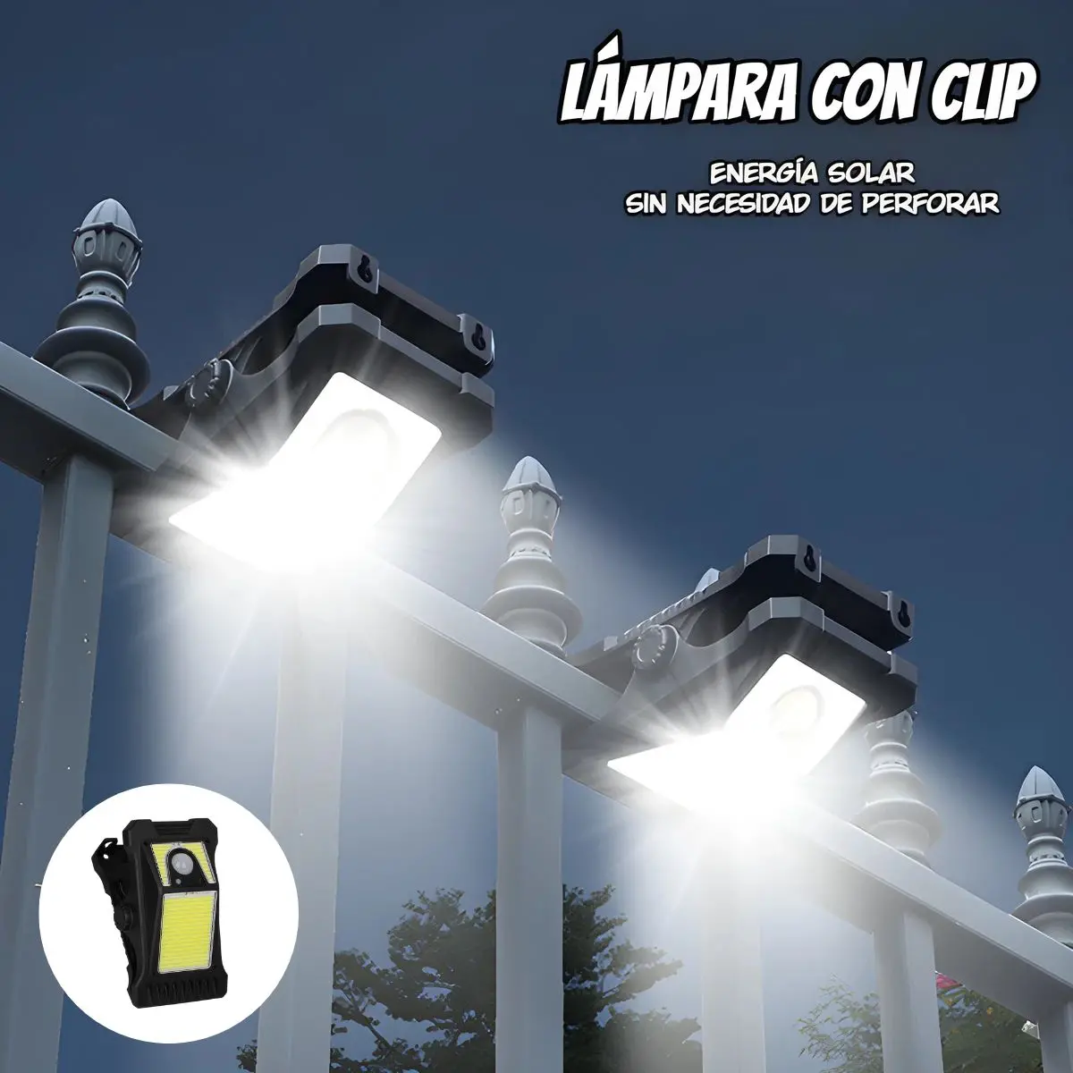 Lámpara Solar Led Para Exterior Con Sensor De Movimiento. Foco De Pared Con Clip Y Panel Solar. Luz Para Jardines O Patios. 1