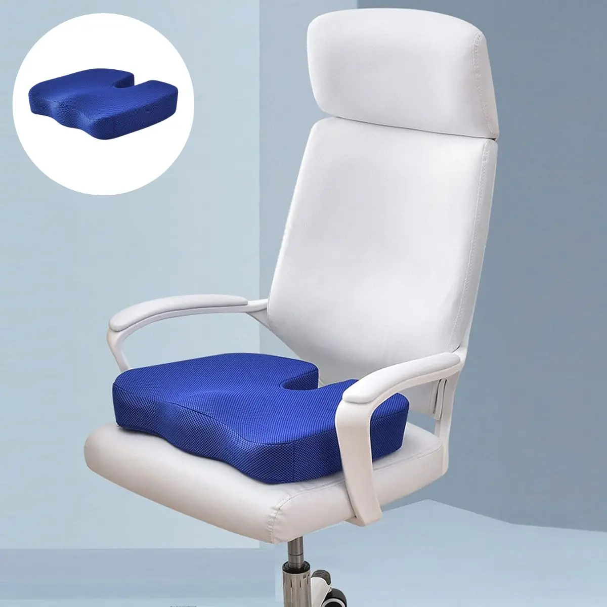Cojín Ortopédico Ergonómico Para Silla. Almohada De Asiento Para Aliviar Presión En Coxis, Glúteos Y Zona Lumbar. Almohadilla. 45X35x7cm 1