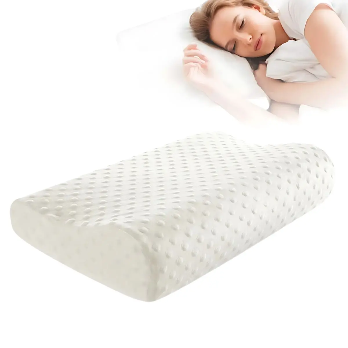Almohada Ortopédica Ergonómica. Soporte Cervical De Espuma Con Funda Transpirable Para Dormir Mejor. 55*35*11/9Cm 1