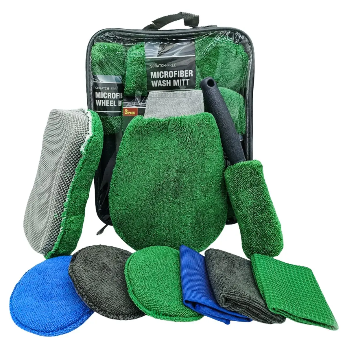 Esponjas Para Lavar Auto. Kit De Limpieza Automotriz 9 Piezas. Set Para Detailing De Carros. Color Verde. 1