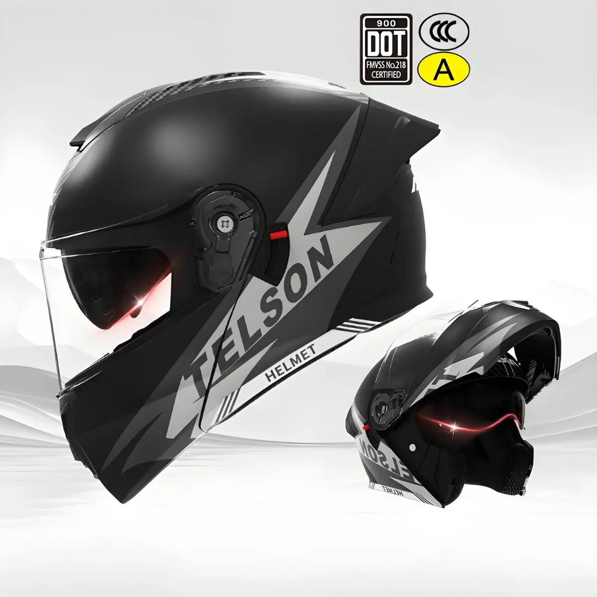 Casco Modular Para Motocicletas. Color Negro Con Visor Transparente, Certificación Dot/3C.Talla Universal. Unisex. 1