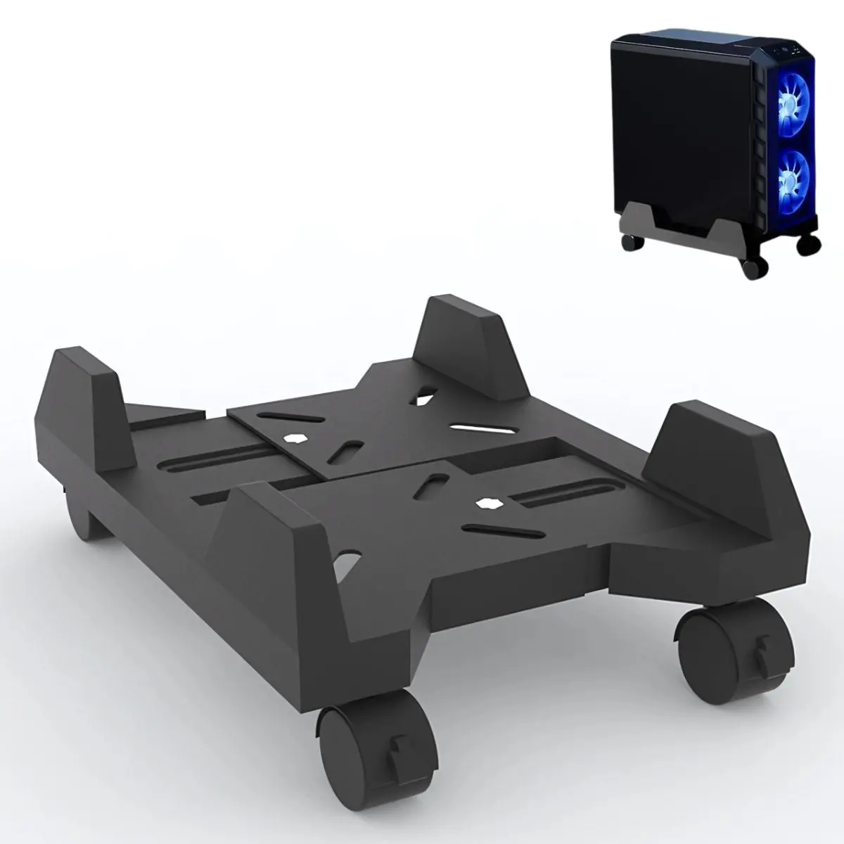 Base De Cpu Gamer Soporte Ajustable Ruedas 360°. Base Móvil Con Bloqueo. Capacidad Hasta 20Kg. 1