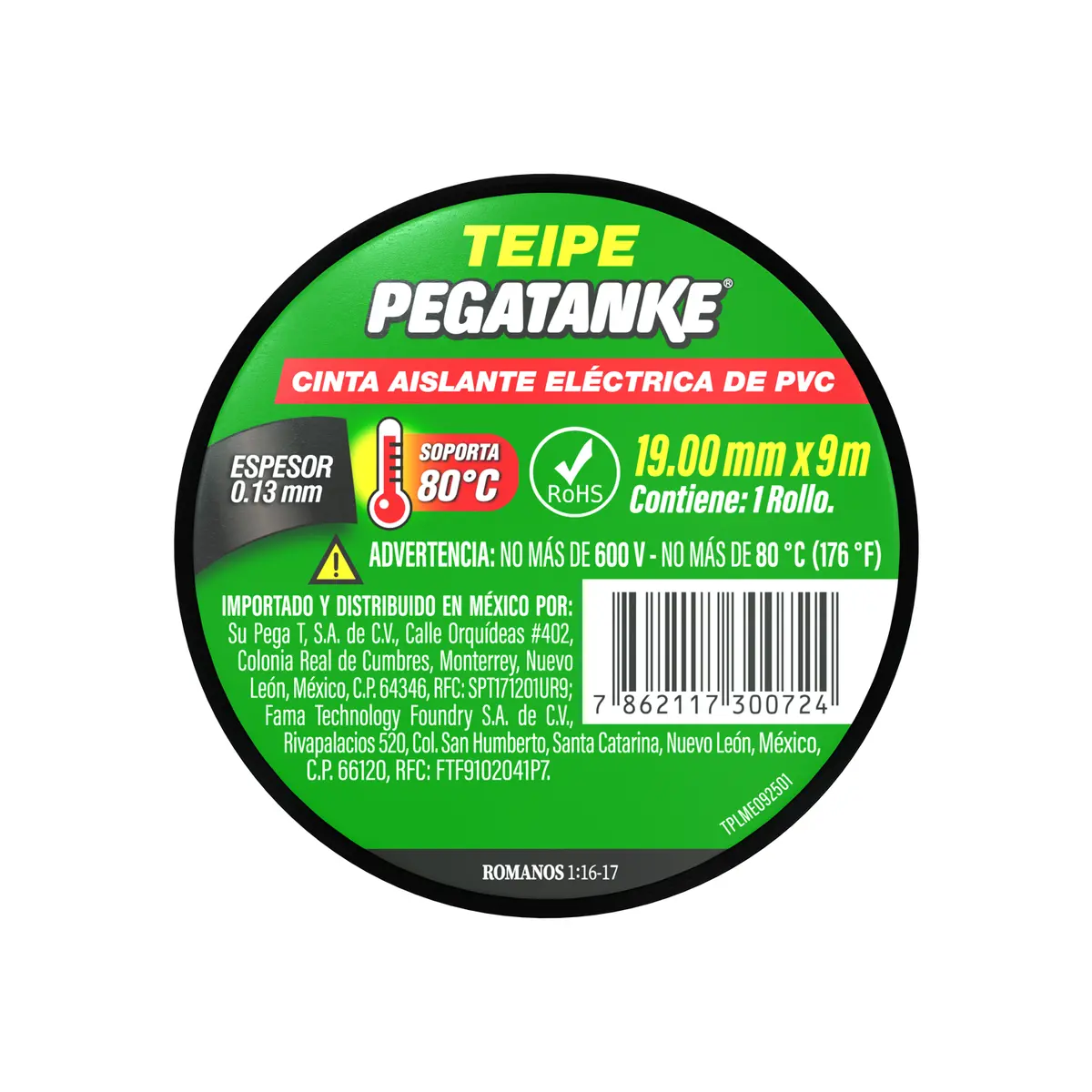 Gutapercha Cinta Aislante Eléctrica 19Mm X 9M. Espesor 0.13 Mm. Pegatanke 1