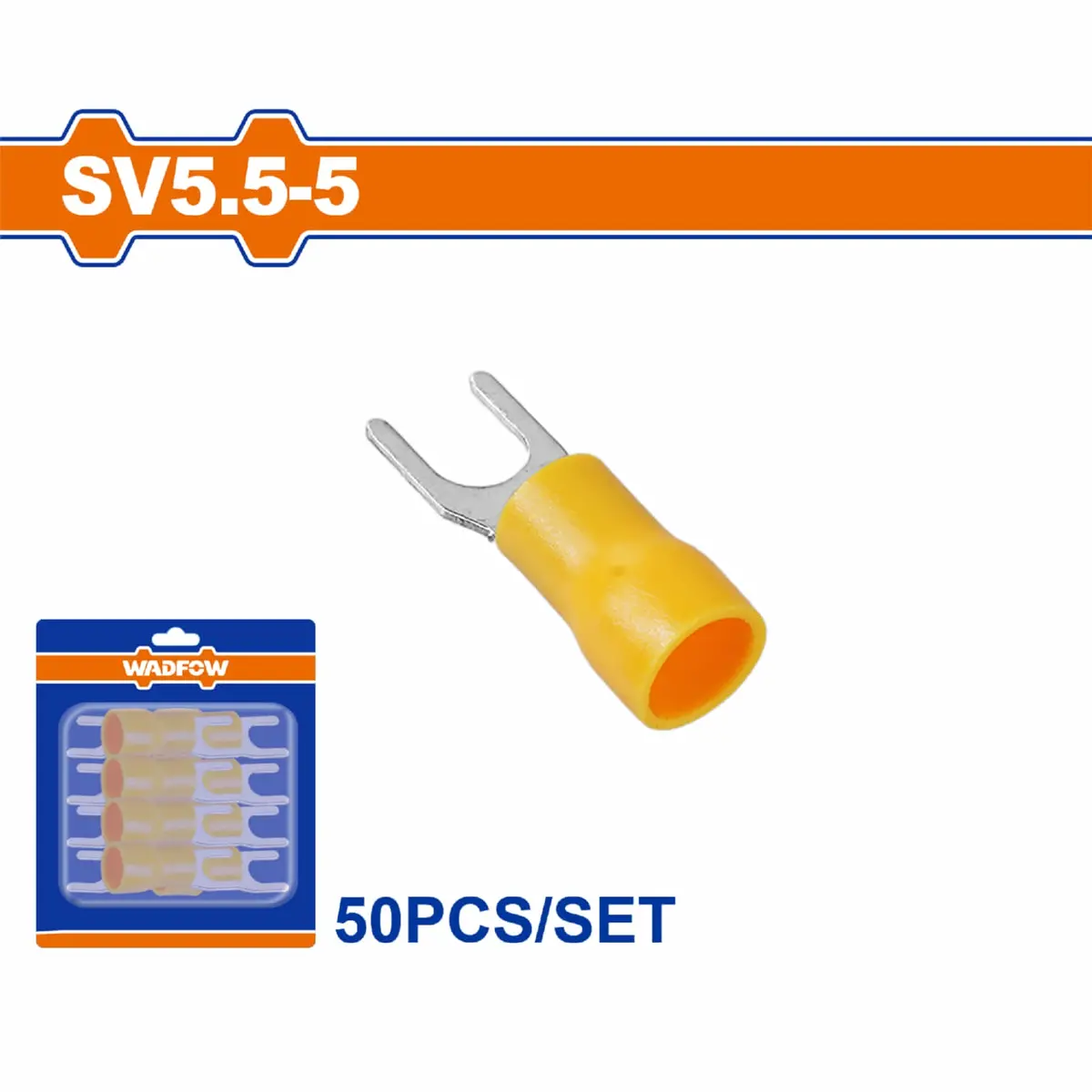 Terminales Conectores Para Cables Eléctricos Sv5.5-5 Set 50 Pzas Color Amarillo Crimpado Eléctrico. 1