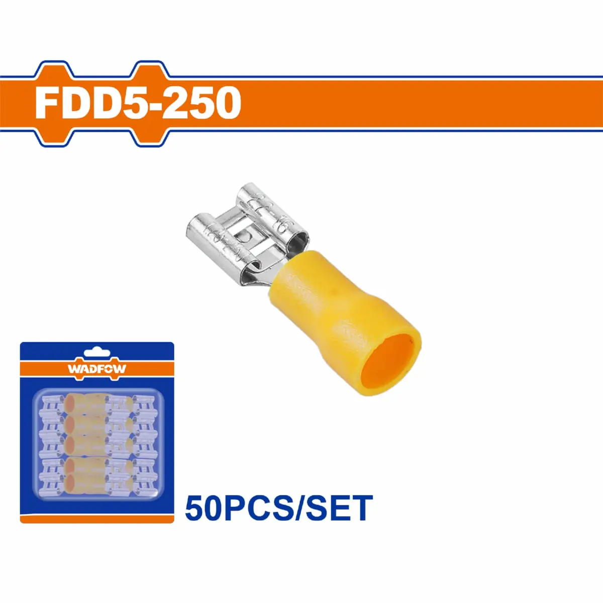 Terminales Conectores Para Cables Eléctricos Fdd5-250 Set 50 Pzas Color Amarillo Crimpado Eléctrico. 1