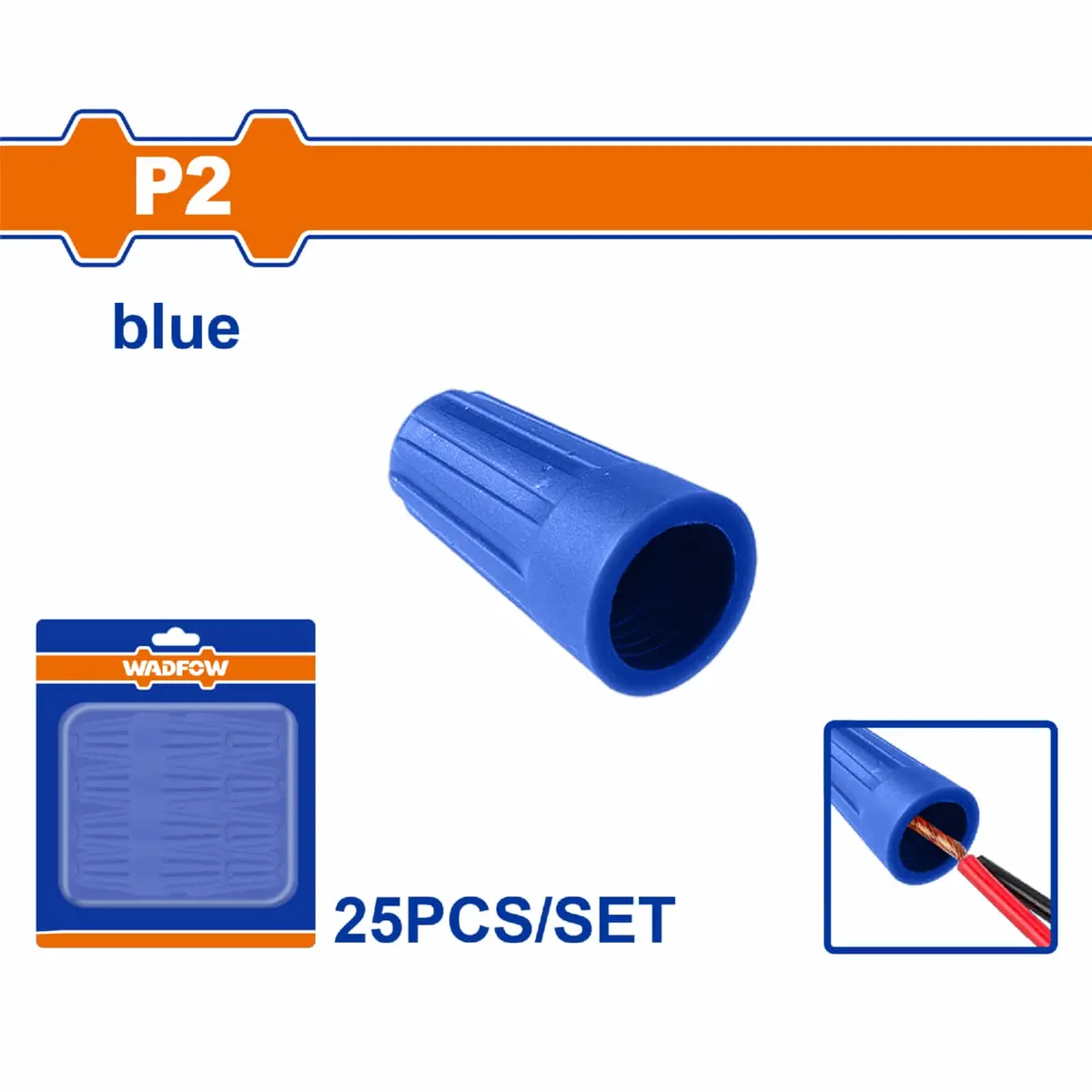 Tapa Enroscable Para Cable Electrico P2 Azul Set 25 Piezas. Conector Empalme 1