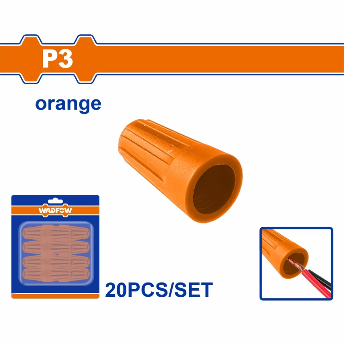 Tapa Enroscable Para Cable Electrico P3 Naranja Set 20 Piezas. Conector Empalme 1
