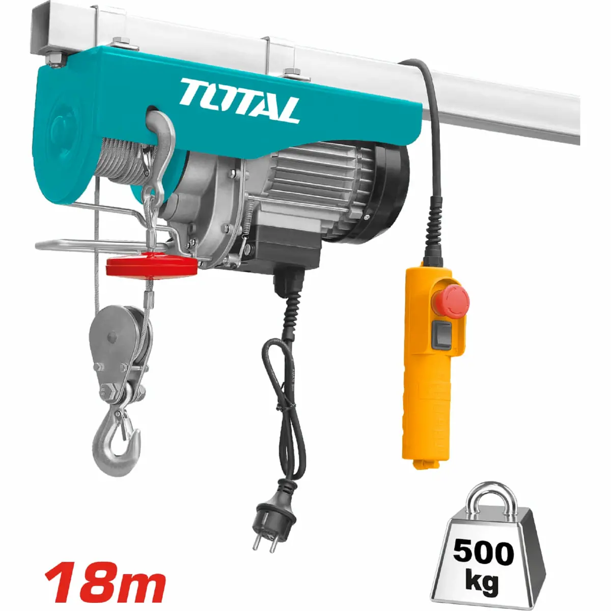 Winche Tecle Eléctrico Grua 900W 500Kg Elevación Max 18M Velocidad 10M/Min, 5M/Min Polipasto Electrico 1