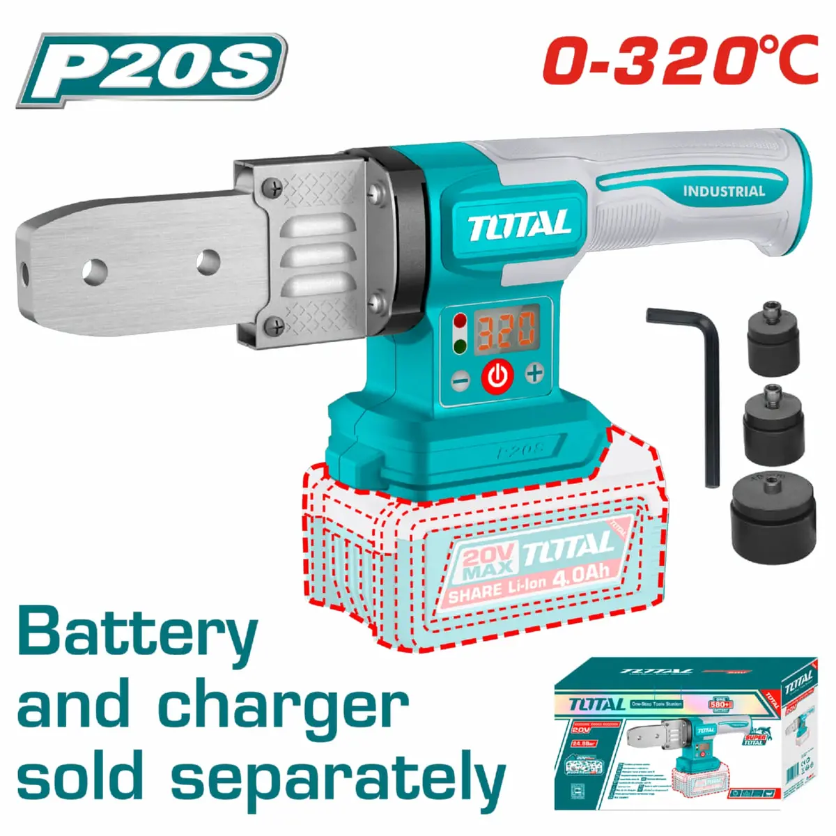 Soldadora Termofusión Tubos Pvc De Plástico Inalámbrica 20V Diámetros Para Soldar: 20,25,32Mm. Batería Y Cargador Por Separado. 1
