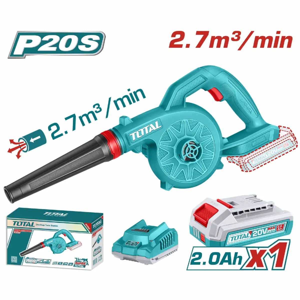 Soplador Blower 20V 1800 Rpm 2.7M³/Min Incluye Batería Y Cargador. Soplador De Hojas Inalambrico 1