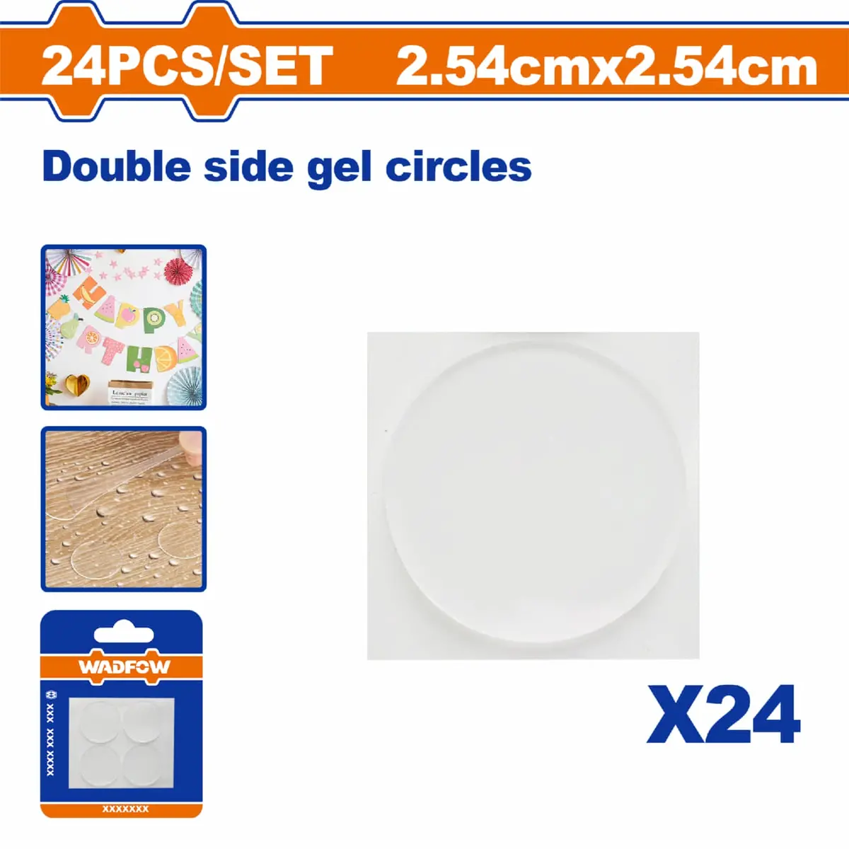 Circulos De Gel Doble Contacto Nano Adhesivo 2.54Cmx2.54Cm Set 24 Piezas. Almohadillas Adhesivas. 1