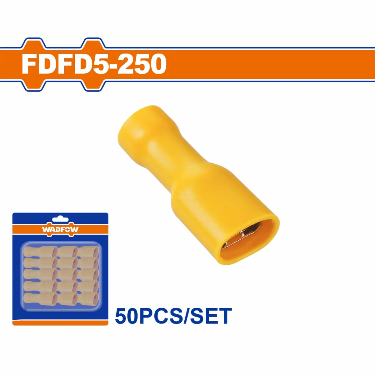 Terminales Conectores Para Cables Eléctricos Fdfd5-250 Set 50 Pzas Color Amarillo Crimpado Eléctrico. 1