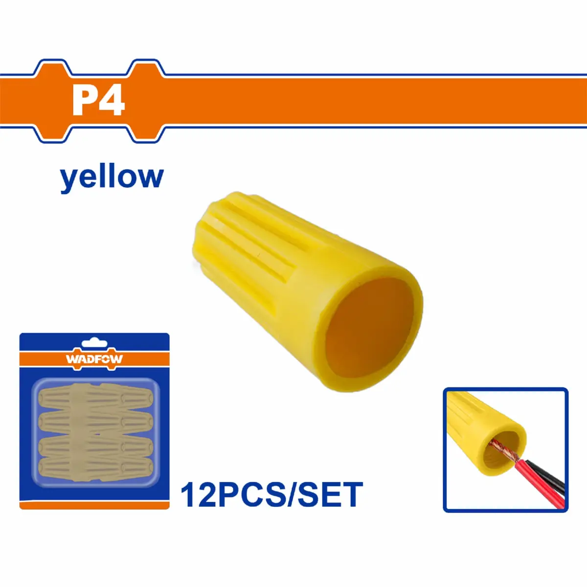 Tapa Enroscable Para Cable Electrico P4 Amarillo Set 12 Piezas. Conector Empalme 1