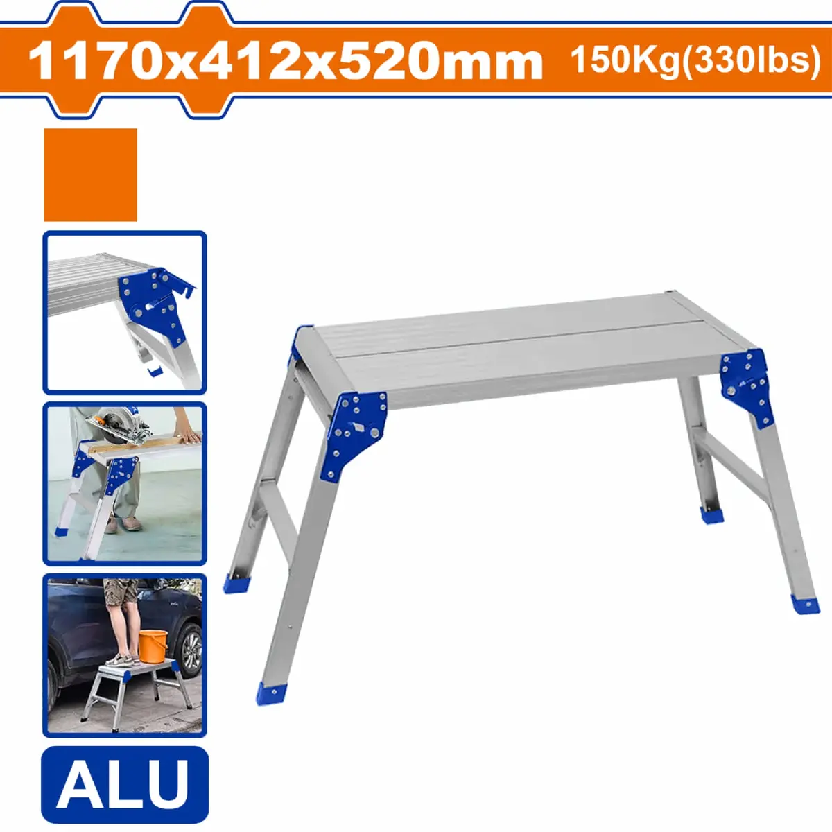 Mesa De Trabajo Plegable Multifuncional 150Kg Tamaño 1150X425x510mm Aluminio Meson Portátil Banco Banquito Andamio 1
