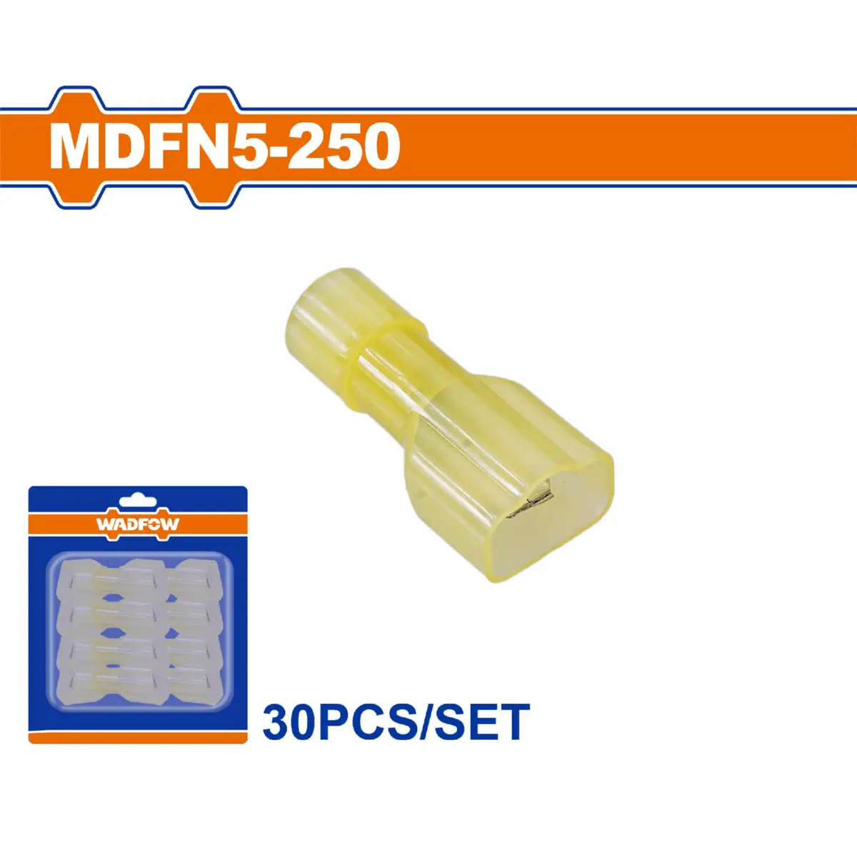 Terminales Conectores Para Cables Eléctricos Mdfn5-250 Set 30 Pzas Color Amarillo Crimpado Eléctrico. 1