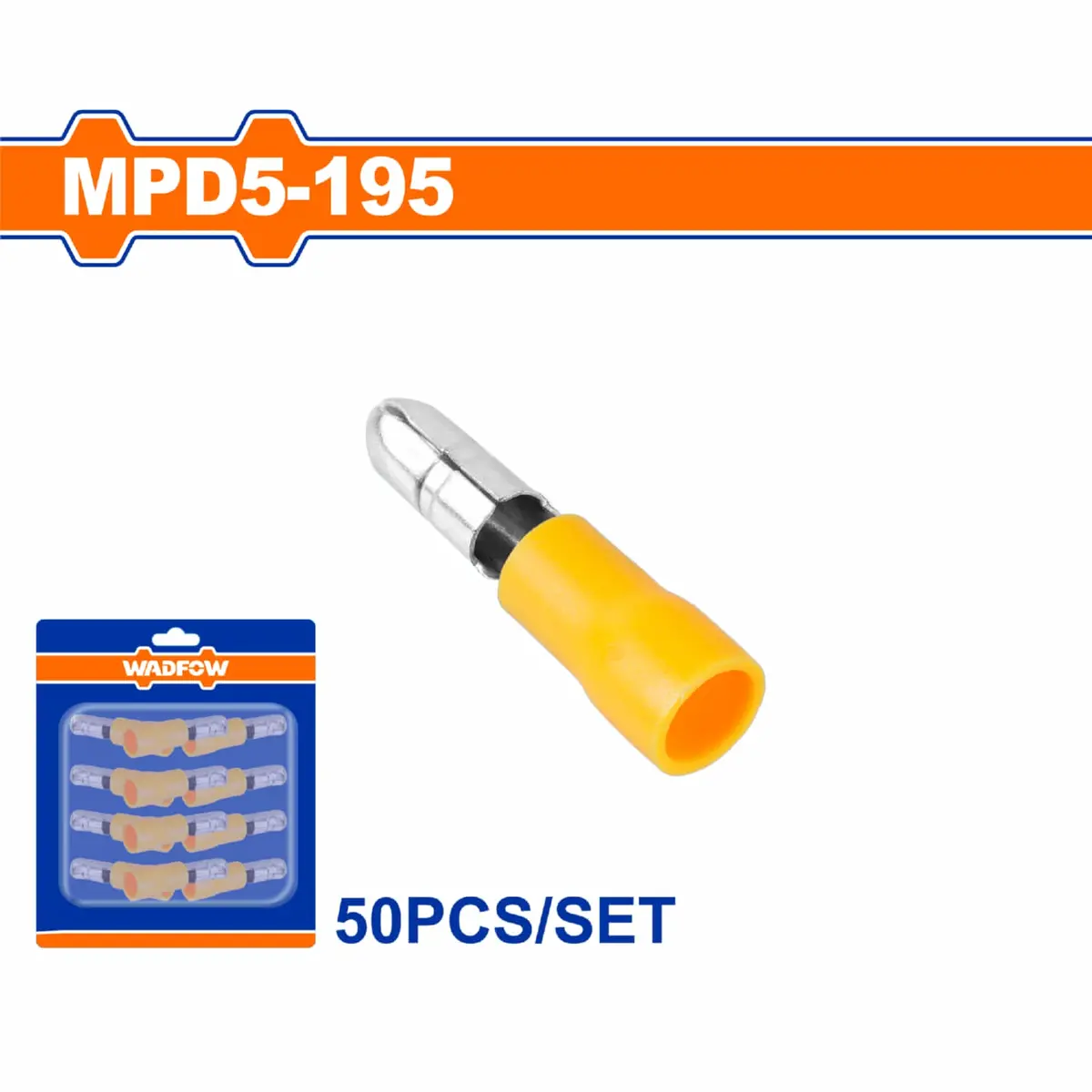 Terminales Conectores Para Cables Eléctricos Mpd5-195 Set 50 Pzas Color Amarillo Crimpado Eléctrico. 1