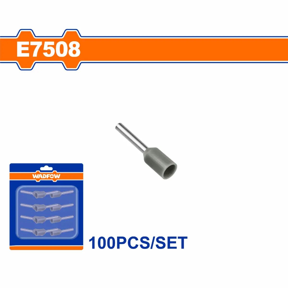 Terminales Conectores Para Cables Eléctricos E7508 Set 100 Pzas Color Gris Crimpado Eléctrico. 1