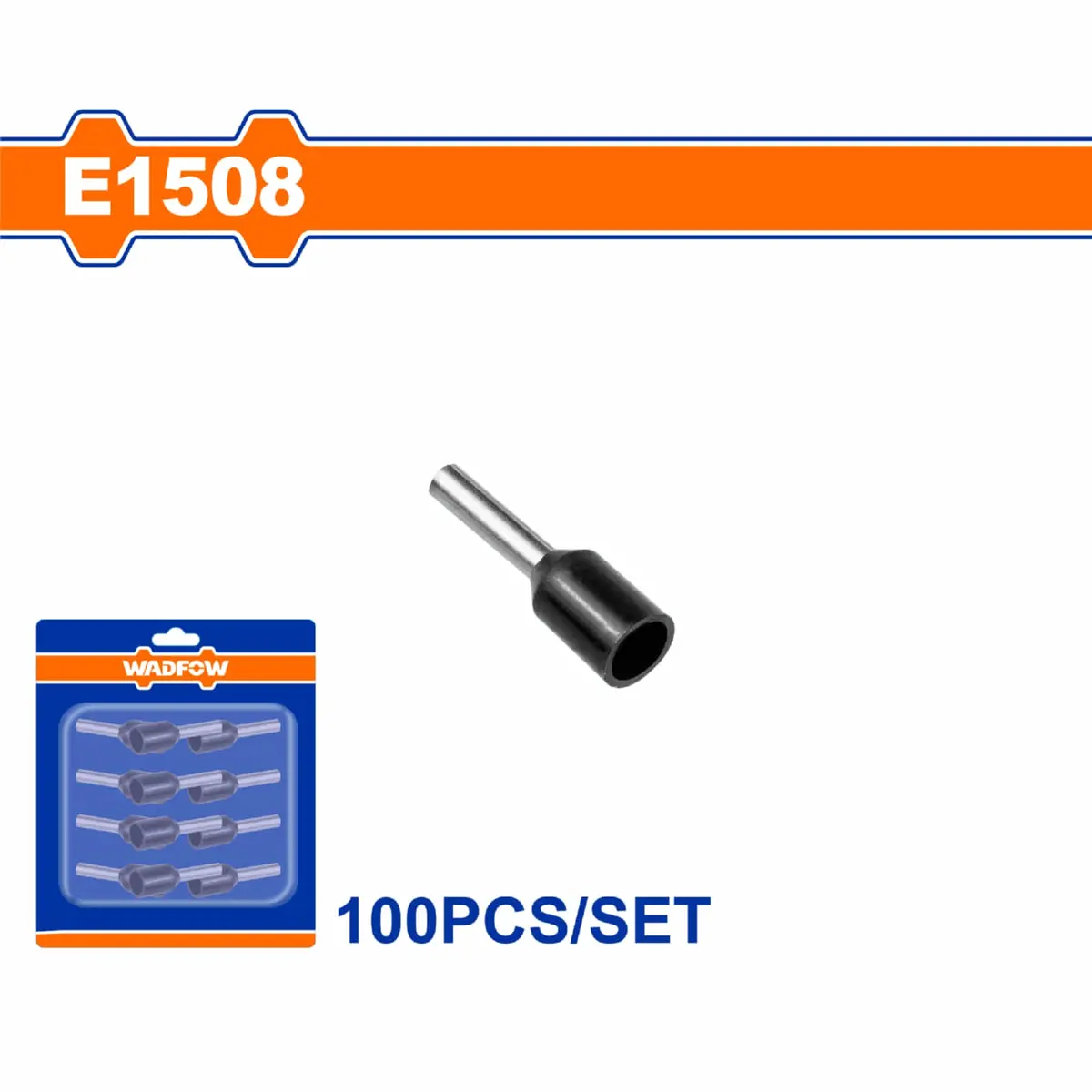 Terminales Conectores Para Cables Eléctricos E1508 Set 100 Pzas Color Negro Crimpado Eléctrico. 1