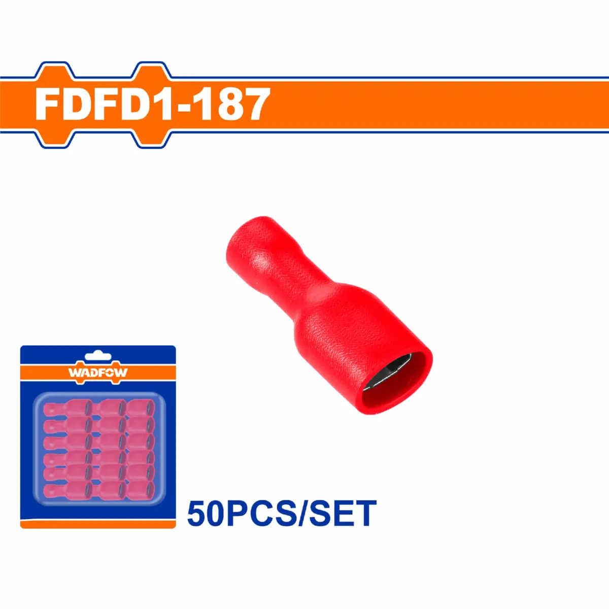 Terminales Conectores Para Cables Eléctricos Fdfd1-187 Set 50 Pzas Color Rojo Crimpado Eléctrico. 1
