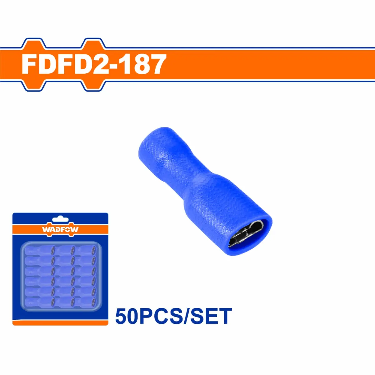 Terminales Conectores Para Cables Eléctricos Fdfd2-187 Set 50 Pzas Color Azul Crimpado Eléctrico. 1