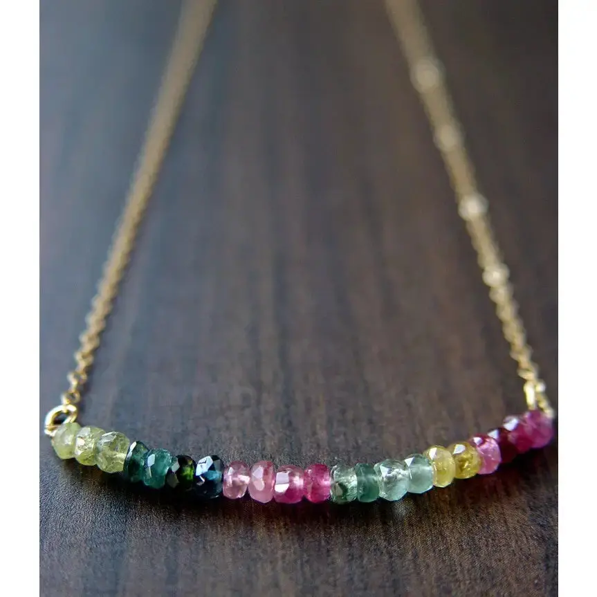 Multi Tourmaline Bar Necklace 1
