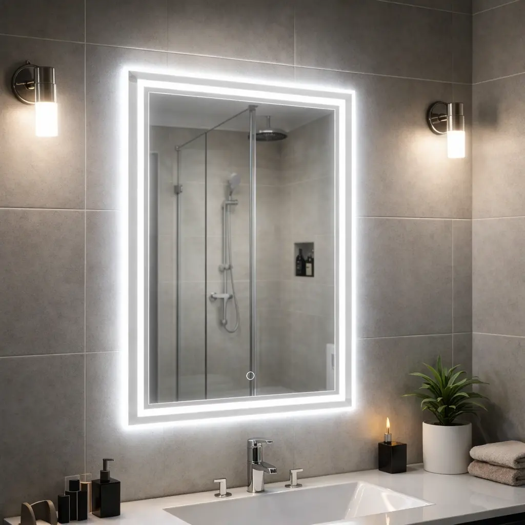 Espejo Led Táctil De Pared 60X80 Cm Con 3 Tonos De Luz Y Enchufe Usa 110V Espejo Baño Moderno. 1