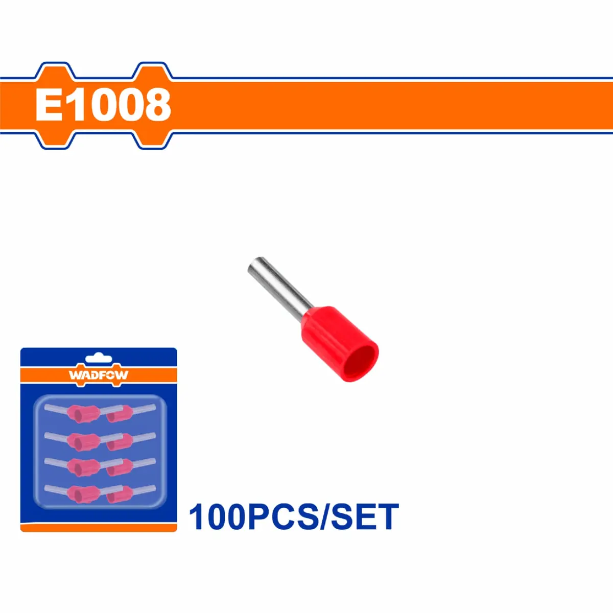 Terminales Conectores Para Cables Eléctricos E1008 Set 100 Pzas Color Rojo Crimpado Eléctrico. 1