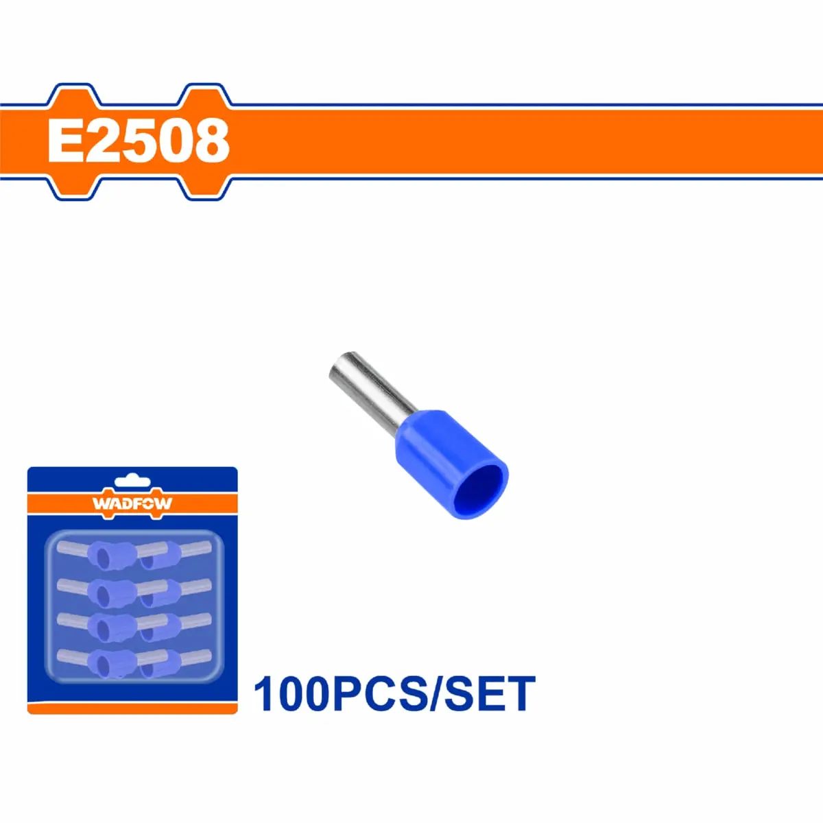 Terminales Conectores Para Cables Eléctricos E2508 Set 100 Pzas Color Azul Crimpado Eléctrico. 1