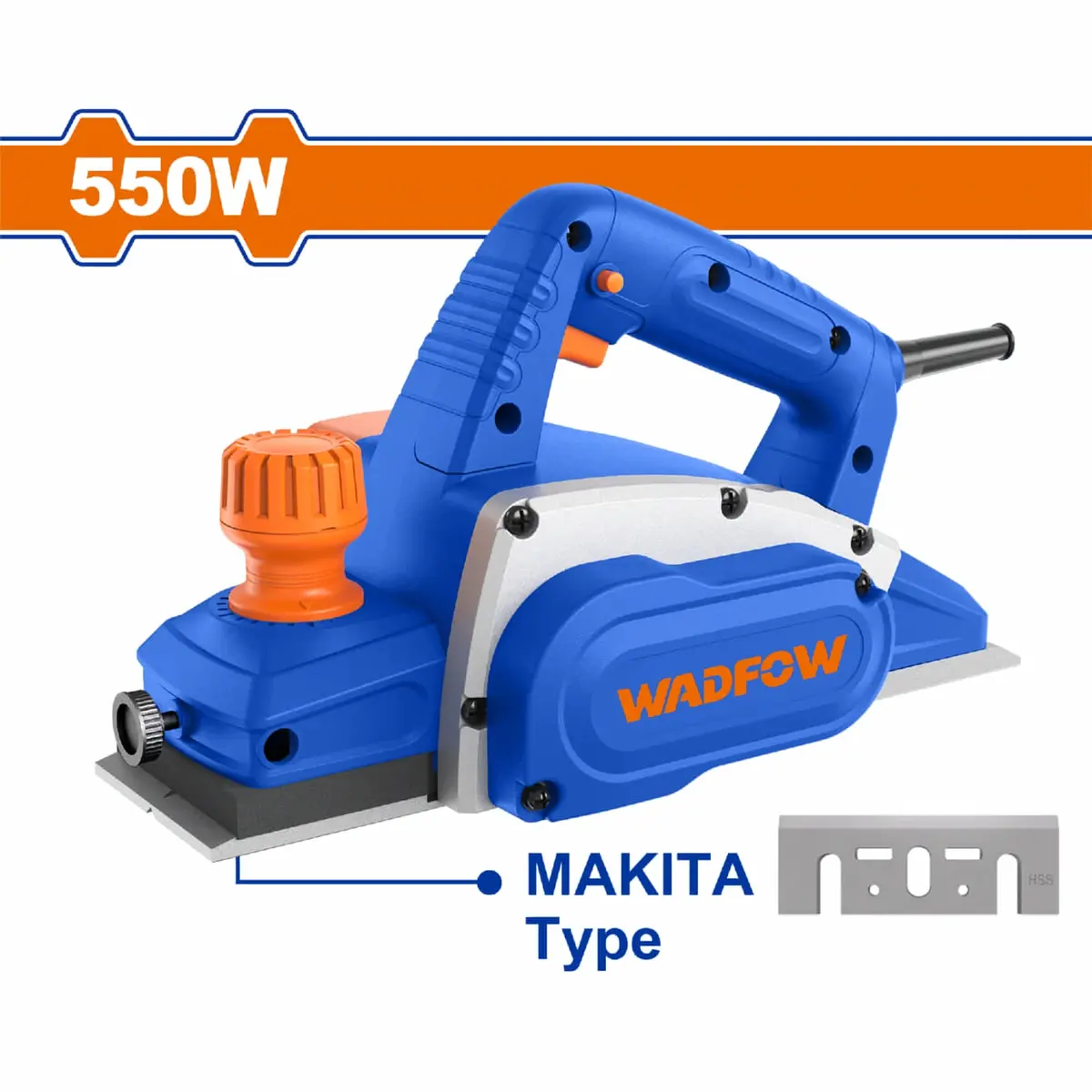 Cepillo Eléctrico De Madera 550W 16,000Rpm Cepillado 3 1/4'' X 1/32'' Base De Aluminio 110V-120V~60Hz 1