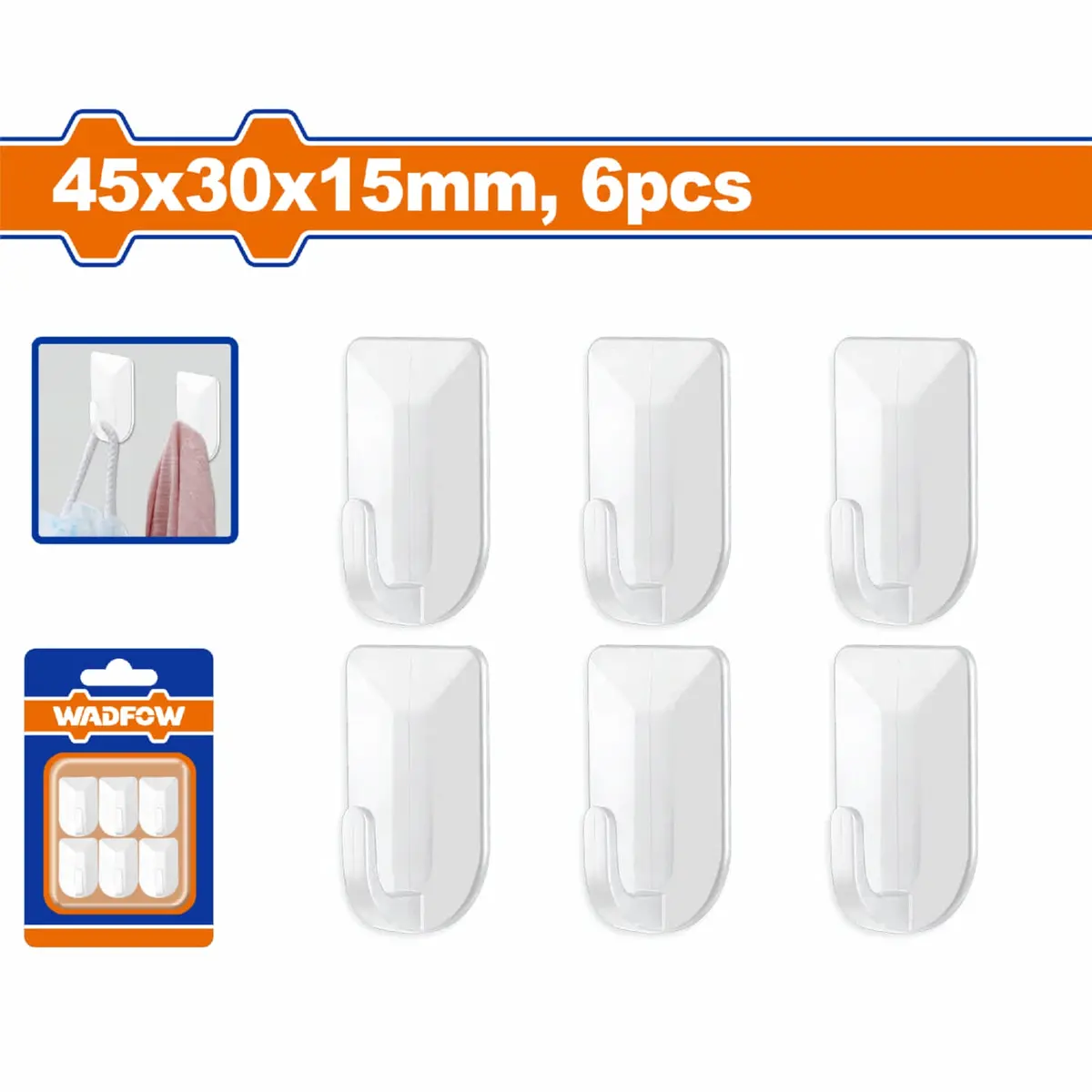 Colgadores Ganchos De Pared Autoadhesivos . Colgadores De Pared Dura Abs. 45X30x15mm Set De 6 Piezas. 1