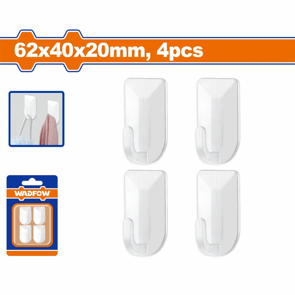 Colgadores Ganchos De Pared Autoadhesivos. Colgadores De Pared Dura Abs. 62X40x20mm Set De 4 Piezas. 1