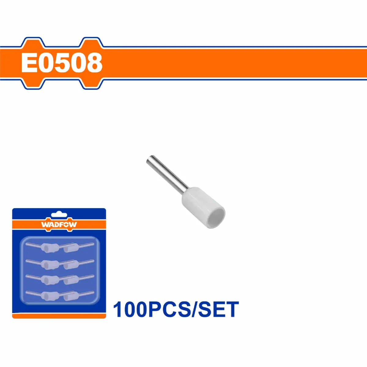 Terminales Conectores Para Cables Eléctricos E0508 Set 100 Pzas Color Blanco Crimpado Eléctrico. 1
