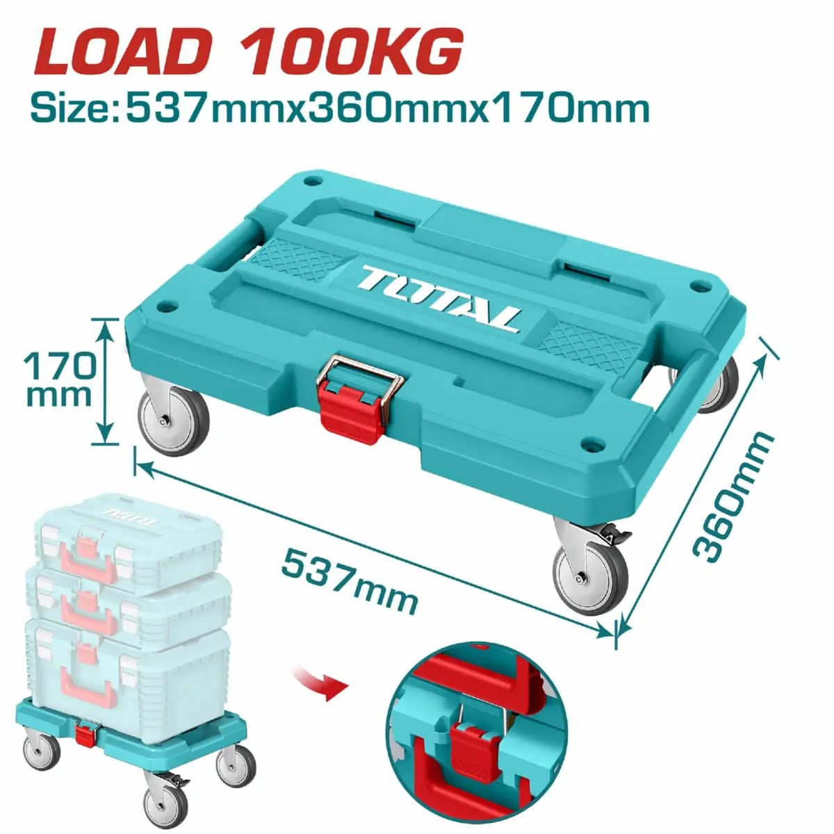 Plataforma Rodante Para Herramientas Carga Max 100Kg  537 X 360 Mm Ideal Para Apilar Caja De Herramientas. 1