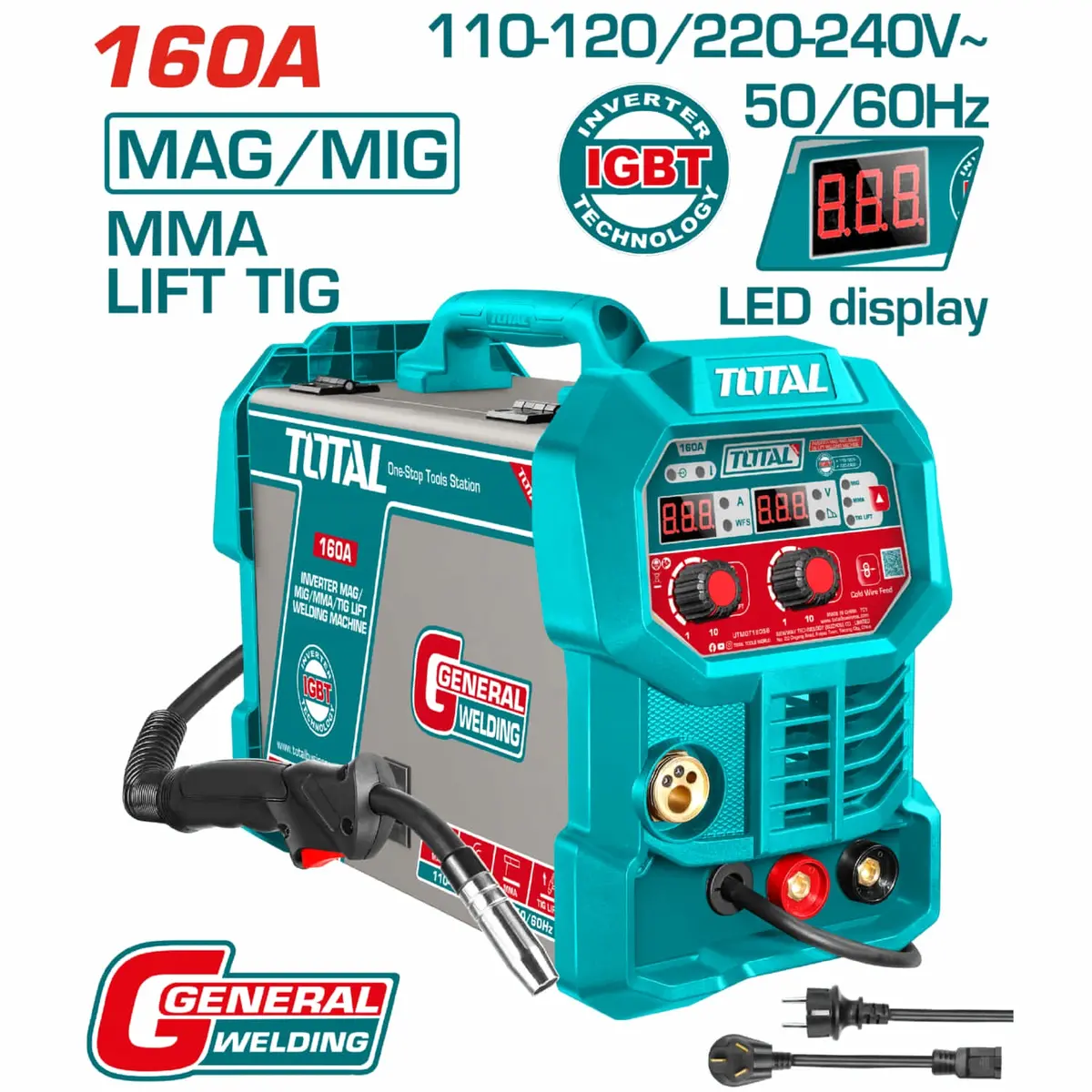 Máquina De Soldar Inverter Mag Mig Mma Tig 160A 110V-220V Pantalla Led 1