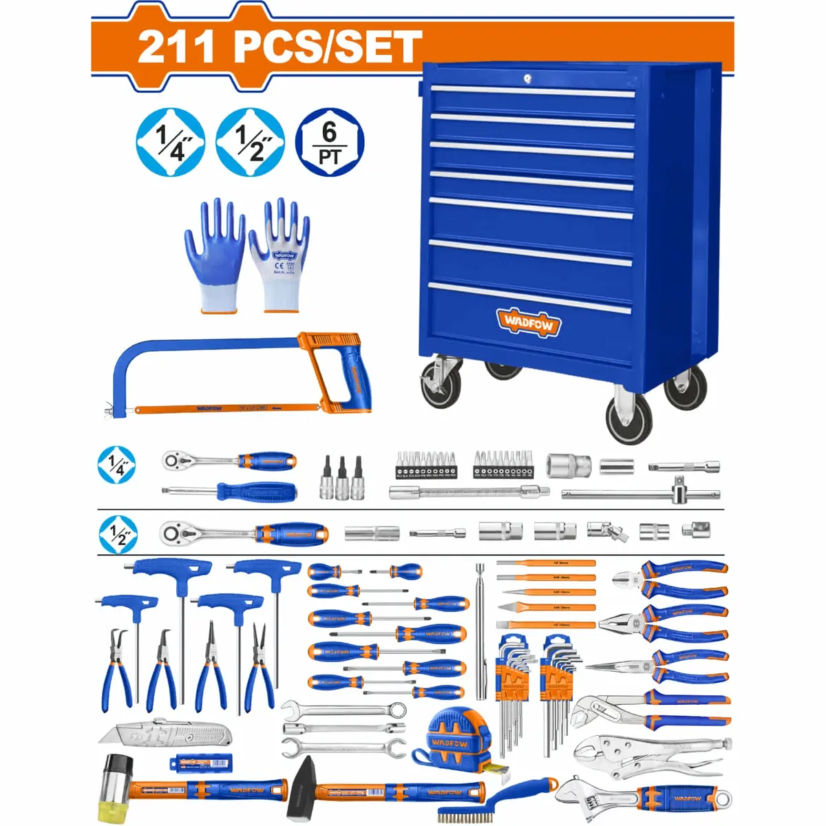 Caja De Herramientas Con Ruedas De 7 Niveles 211 Piezas Con Llaves Trinquete Dados Alicates. Set Trolley Juego Cn Gavetas Para Mecanico 1