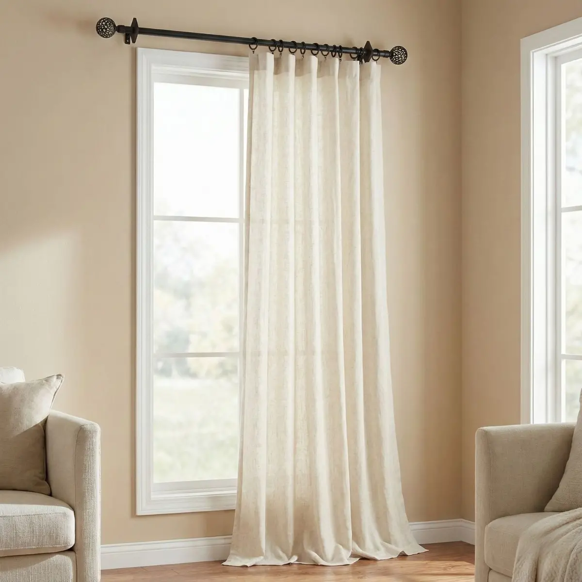 Barra Tubo Ajustable Para Cortinas. Barra Extensible. Color Negro 70-120Cm. 1