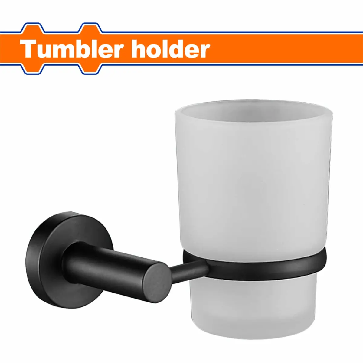 Soporte Para Cepillo De Dientes Con Vaso De Cristal. Negro. Acabado Zinc. Incluye Tornillos. Set. 1