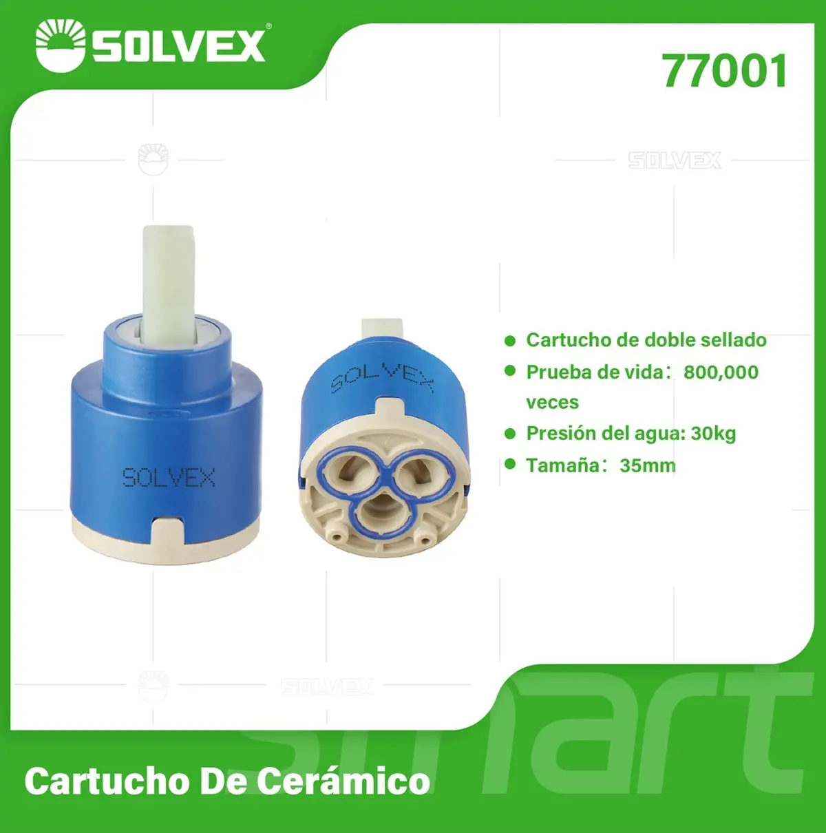 Émbolo De Cerámica 35 Mm. Cartucho De Repuesto Para Grifos Y Llaves De Agua. Presión Máx 30 Kg. 1
