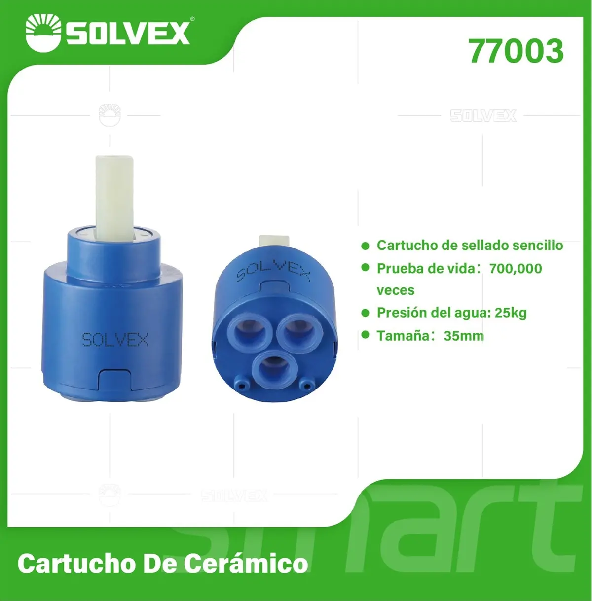 Émbolo De Cerámica 35 Mm. Cartucho De Repuesto Para Grifos Y Llaves De Agua. Presión Máx 25 Kg. 1