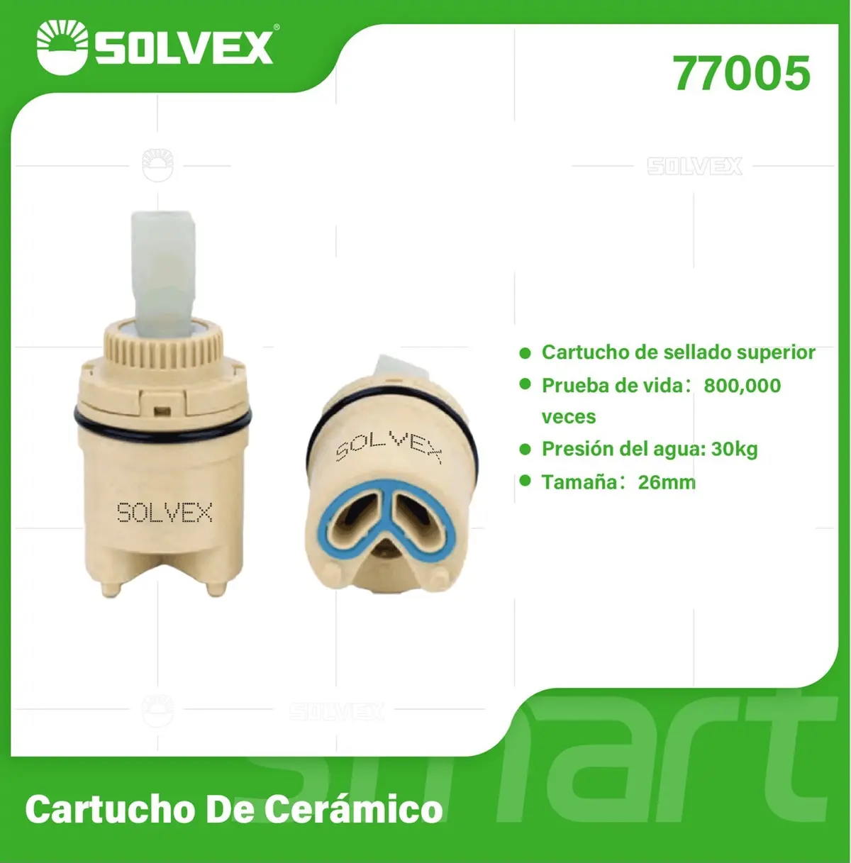 Émbolo De Cerámica 26 Mm. Cartucho De Repuesto Para Grifos Y Llaves De Agua. Presión Máx 30 Kg. 1