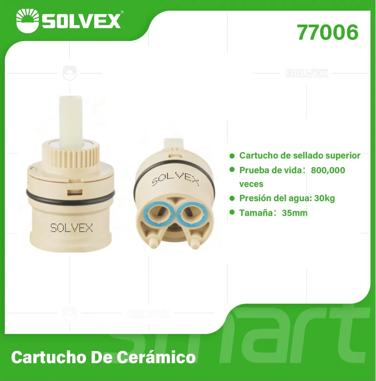 Émbolo De Cerámica 35 Mm. Cartucho De Repuesto Para Grifos Y Llaves De Agua. Presión Máx 30 Kg. 1