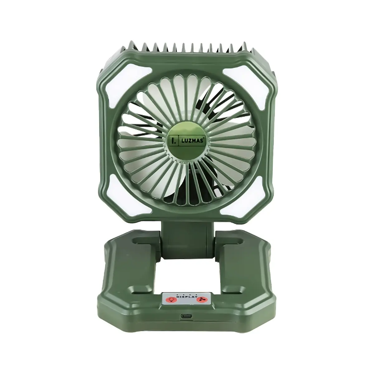 Abanico Portátil Recargable Con Luz Led 6500K. Color Verde 1