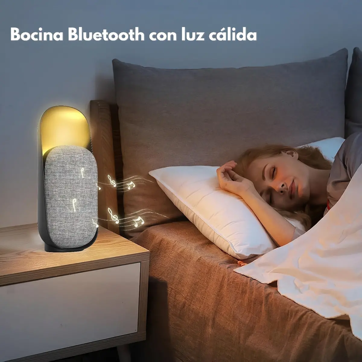 Bocina Negra Bluetooth Recargable Con Luz Led Cálida 3000K. Speaker Parlante Con Luces Led. 1