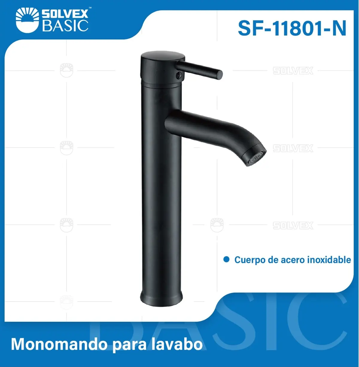 Grifo De Lavamanos Negro Con Mezclador Monomando. Pluma Llave Para Baño En Acero Inoxidable. 1
