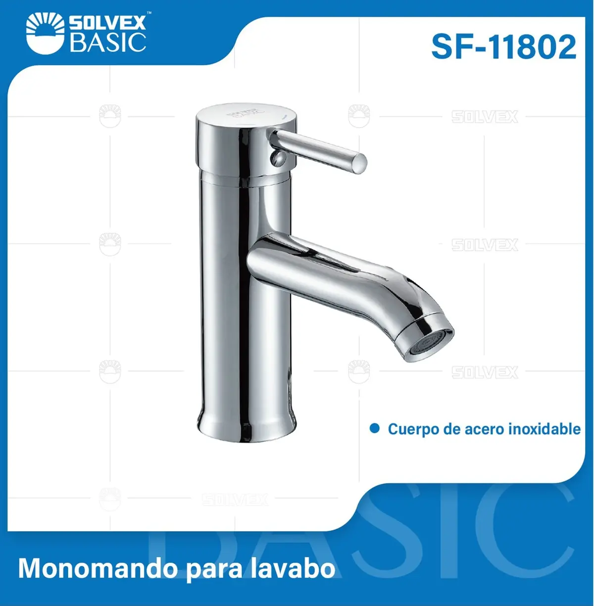 Llave De Lavamanos Monomando. Grifo Mezclador Cromado Con Cartucho Cerámico. Pluma Acero Inoxidable. 1