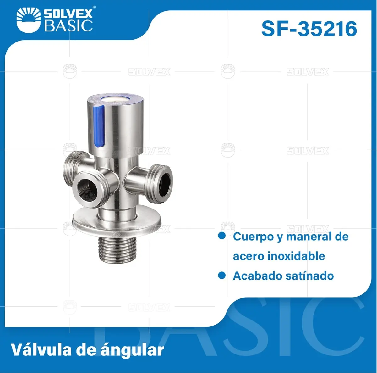 Llave De Ángulo Triple Para Lavamanos Y Fregadores. Válvula Satinada En Acero Inoxidable. 1