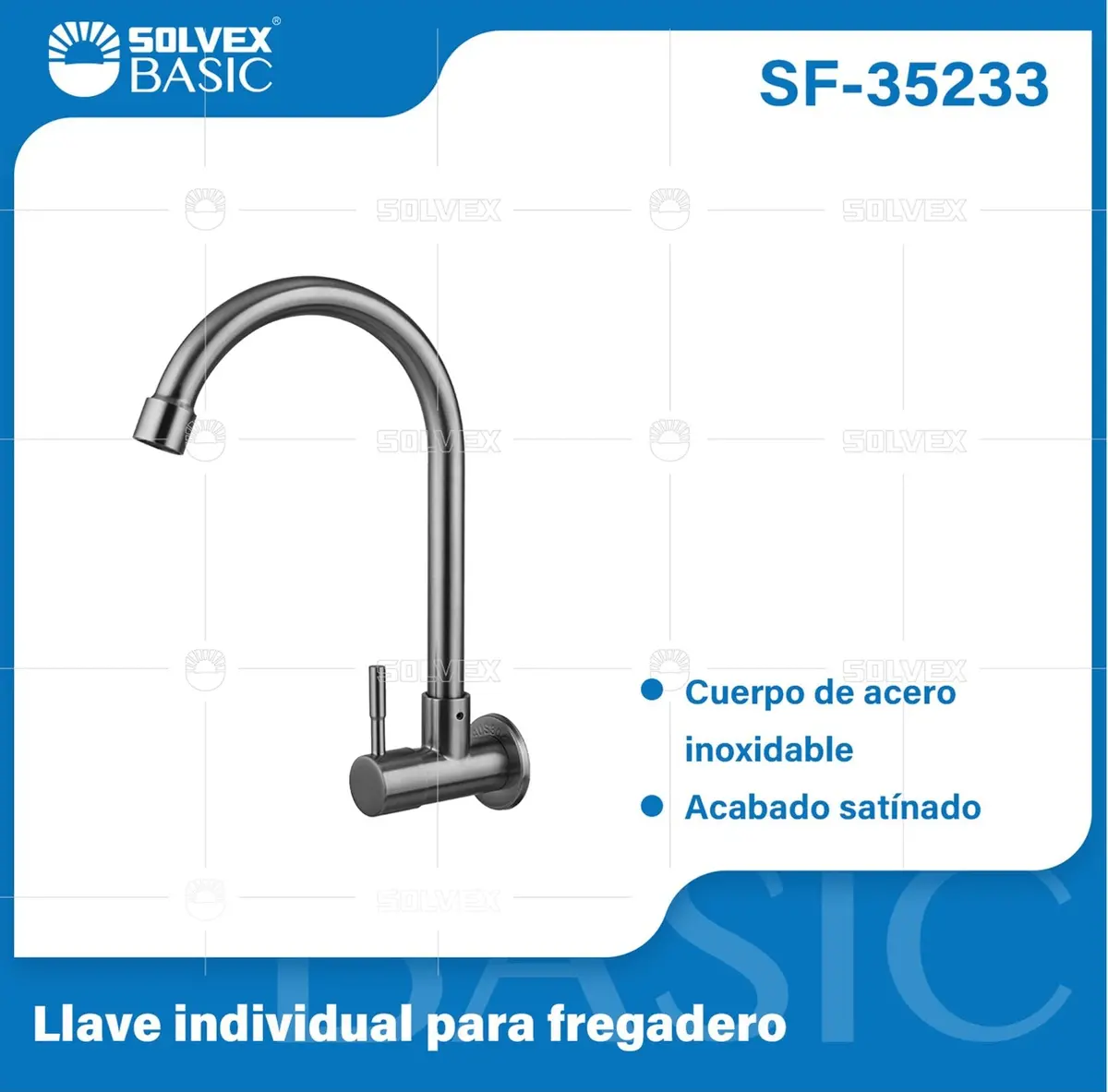 Llave Individual Para Fregador. Grifo De Cocina En Acero Inoxidable Satinado. 1